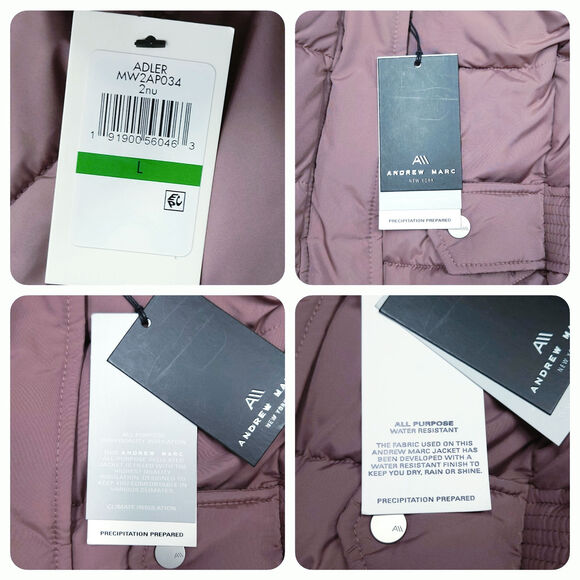 NWT Andrew Marc Adler Bib Cozy Winter Puffer Long Coat Sz. L [12-14] Rose Taupe - Picture 9 of 15